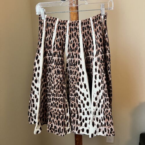 Primary image for GIANNI BINI Dorinda SKIRT Small Pleat Knit Leopard Animal Rayon Blend $129