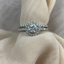 1,10 Ct Runder Diamantring Passendes Hochzeitsset Band 14k Weißgold - $51,026.81 MXN