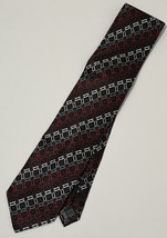 Croft &amp; Barrow Necktie 100% Silk Red Black Gray Square Geometric Striped... - $5.95