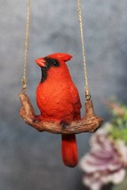 Ebros Home Garden Hanging Northern Red Cardinal Bird Perching on Branch Figurine - £22.01 GBP