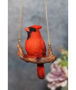 Ebros Home Garden Hanging Northern Red Cardinal Bird Perching on Branch ... - £22.11 GBP