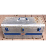 Craftsman Vintage Silver &amp; Blue Solid Metal Tool Box (Has Rust &amp; A Broke... - £52.28 GBP