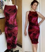 Vintage GUCCI Tom Ford Silk Marbled Dress 42 6 Rare 90&#39;s sleeveless pink swirl - £1,483.80 GBP