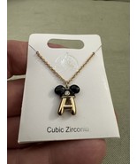 Disney Parks Mickey Mouse Ears Cubic Zirconia Letter A Gold Color Neckla... - $645.23 MXN