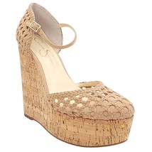 Jessica Simpson Women Ankle Strap Cork Wedge Sandals Marshela Sz US 8.5M Natural - £43.14 GBP
