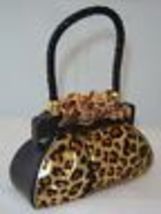 Money Bank Purse Handbag Leopard Look 6.3" High Polyresin Cash Savings Top Slot image 3