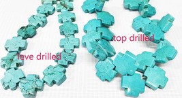 Top Hole--Southwest Turquoise Cross Pendants  20mm Square Box loose bead... - €3,41 EUR