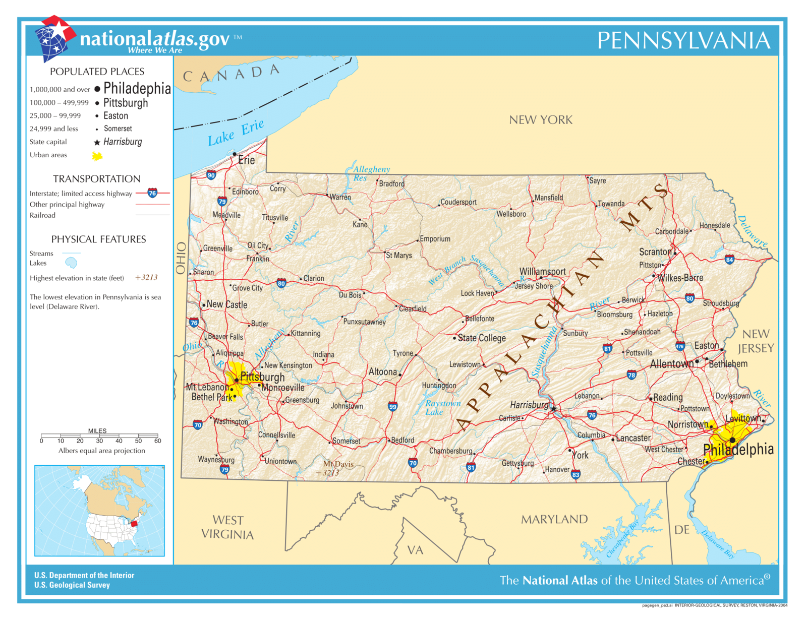 State Reference Map Pennsylvania State Reference Laminated Wall Map - Maps & Atlases
