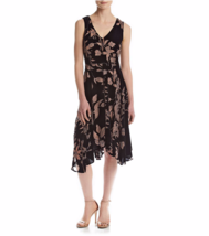 Nwt Ivanka Trump Black Nude Burnout Floral Velvet Dress Size 14 $159 - $89.99