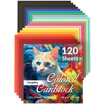 120 Sheets Colored Cardstock 12&quot; X 12&quot;, Cardstock Paper 250Gsm/92Lb For Printer, - £39.88 GBP
