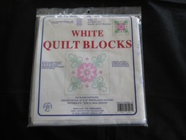 6 NIP Dempsey  18&quot;x 18&quot; WHITE Cotton Polyester FLORAL QUILT BLOCKS to Em... - £8.25 GBP