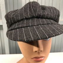 Womens Mod Gray Striped One Size Fashion Cap Hat - £9.36 GBP