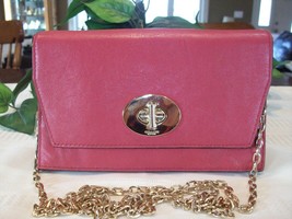 Coach Leather Wallet on Chain WOC Clutch Crossbody Bag Turnlock Camelia ... - $54.00