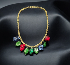 Miriam Haskell Poured Glass Grape Necklace Multi-Color 1930s Unsigned AS IS - $629.92