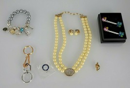 Avon Costume Jewelry Necklace Set Lot President&#39;s Club Pin Bracelet Keychain - £27.68 GBP
