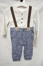 New Boys Cat And Jack Suspender Set Cream Thermal Set Size 3-6M - £11.08 GBP