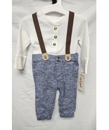 New Boys Cat And Jack Suspender Set Cream Thermal Set Size 3-6M - $13.99