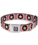 Buckle Down CAB Captain America Shield Repeat Large 15-16" Dog Collar  NEW
