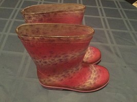 Size 12 rain boots water boots pink purple leopard print Girls - £15.84 GBP