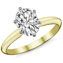4.15CT Women&#39;s Stylish 14K YG Oval Moissanite 6 Prong Solitaire Engagement Ring  - £1,392.84 GBP