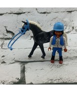 Playmobil Black Horse W Rider Blue Accessories - £9.34 GBP