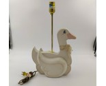 Vintage 80s Handmade Handpainted White Cream Pink Duck Swan 12&quot; Corded D... - $106.91