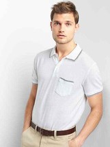 New Gap Men White Short Sleeve Pique Cotton Chests Patch Pocket Polo Shirt XL - £19.89 GBP