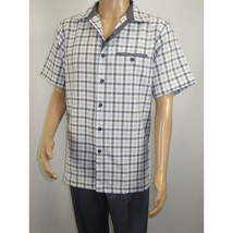 Men 2pc Walking Leisure Suit Short Sleeves By DREAMS Checker 283-10 Gray image 3