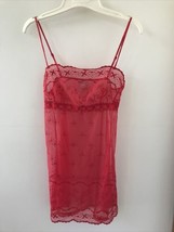 Victorias Secret Red Sheer Lace Empire Camisole Lingerie Nightgown Tank ... - £47.81 GBP