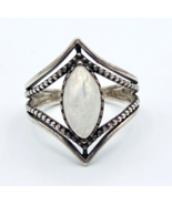Vintage 925 Sterling Silver Marquise Rainbow Moonstone Ring Size 5.75 - £26.87 GBP