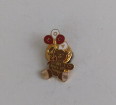 Vintage &#39;88 &#39;89 MOCA Love Bears All Things Teddy Bear &amp; Balloons Lapel Hat Pin - £5.83 GBP