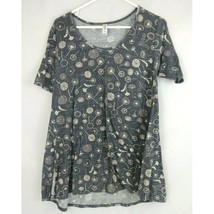 Lularoe Womens Short Sleeve Gray Oversized Shirt With Dandelions Design ... - $9.89