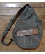 LL Bean Healthy Back Ameribag Traveler Shoulder Sling Bag Canvas Leather X - $36.61