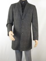 Men RENOIR Wool Blend Black White Plaid 3/4 Length Winter Coat W/Liner 43-18-095 image 4