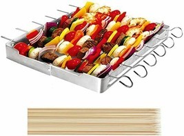 Heavy Duty Stainless Steel Barbecue Skewer Shish Kabob Set, 6pcs 13&quot;L Skewer - £25.49 GBP