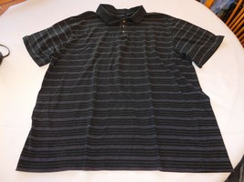 Knights Bridge Men&#39;s Short Sleeve Polo Shirt Size 2X Black Striped Pre-owned GUC - £14.10 GBP