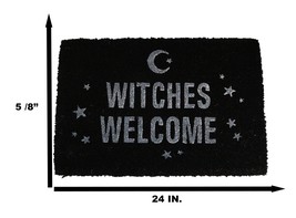 Witches Welcome Crescent Moon And Stars Coir Coconut Fiber Floor Mat Doormat - £21.64 GBP