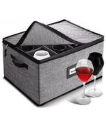 Wine Glass Storage Box with Dividers – Quilted and Stackable Stemware St... - $40.71 CAD