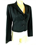EXPRESS womens Sz 2 black GRAY PINSTRIPED button down lined stretch jack... - £15.61 GBP