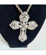 Women&#39;s Jewelry Necklace Sweet Romance USA Cross Rhinestones 19&quot; Silver ... - £43.45 GBP