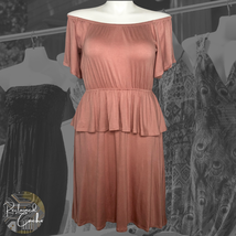 Twenty Ten Womens Blush Pink Off The Shoulder Peplum Tiered Tunic Dress Size L - £27.49 GBP