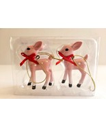 NWT WONDERSHOP 2023 Box of 2 Retro Pink Resin Deer Set Xmas Tree Ornament - $257.18 MXN