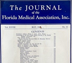 Florida Medical Association Journal 1942 WW2 Era Antique Magazine V28 No11 E48 - £31.38 GBP