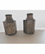 RARE 6 SIDED ANTIQUE BRASS SALT AND PEPPER SHAKERS-L@@K! - €6,22 EUR