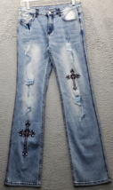 Sheilay Jeans Women Small Multi Denim Embellished Crosses Distressed Com... - $23.09