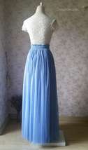 BLUE Maxi Tulle Skirt Outfit Women Custom Plus Size Tulle Skirts for Wedding image 4