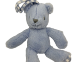 Kellytoy small blue plush teddy bear hanging baby toy checker gingham ra... - $13.50