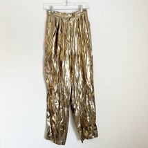 Vintage 80s Destinee Gold Lame High Waist Pants Lightweight Size Vtg 10 - £57.53 GBP