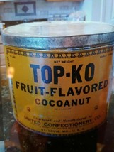 VTG 1920S TIN TOP-KO COCOANUT UNITED CONFECTIONERY ST LOUIS MO ANTIQUE C... - $79.95