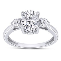 1.40CT Ovale Moissanite Trois Pierre Engagement Bague 14K Blanc Argent Plaqué Or - £92.07 GBP